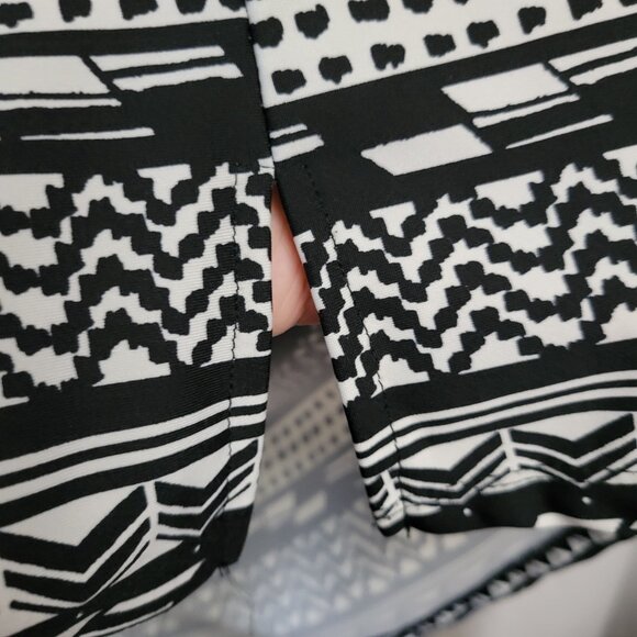 Bon Worth Blouse Retro Pullover Black White Geometric Large 3/4 sleeve stretchy - Picture 5 of 8
